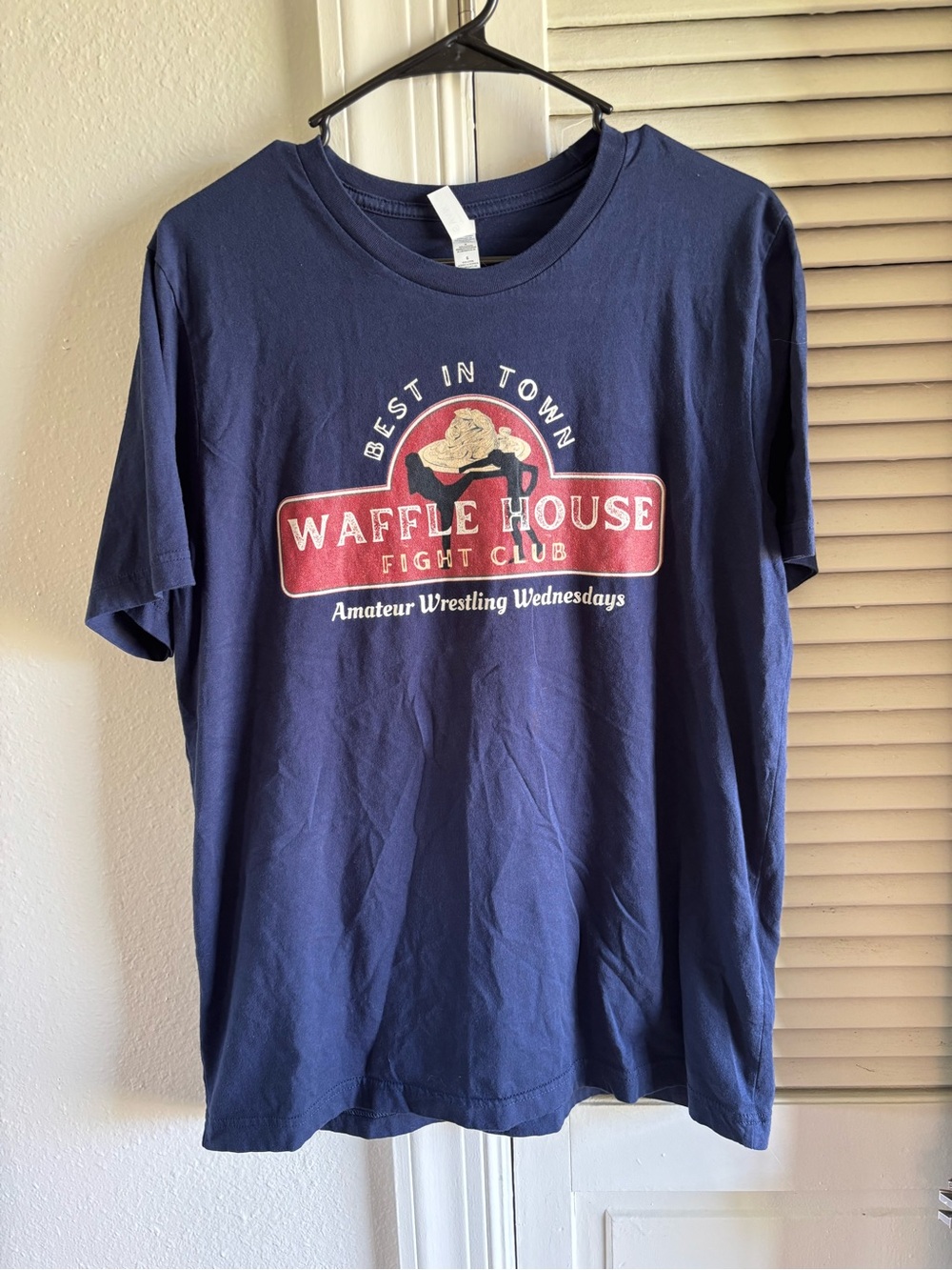Bella Canvas Navy Graphic Tee with Red and Cream Logo